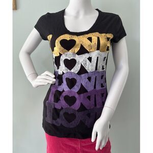 Vintage Y2k America's Next Top Model Love Graphic Tee Shirt Black Top size M